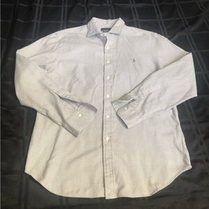 Polo Ralph Lauren Shirt Mens XL Gray White Houndstooth Slim Fit Flannel